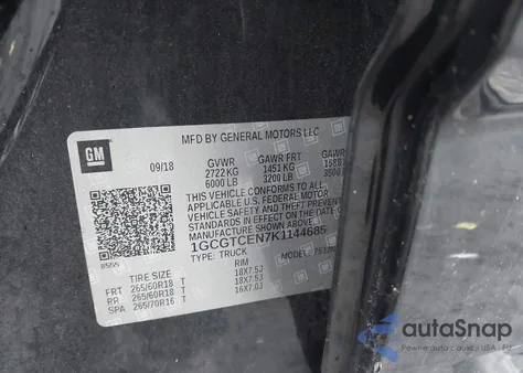 2019 Chevrolet Colorado Lt из США, поврежденный, VIN 1GCGTCEN7K1144685